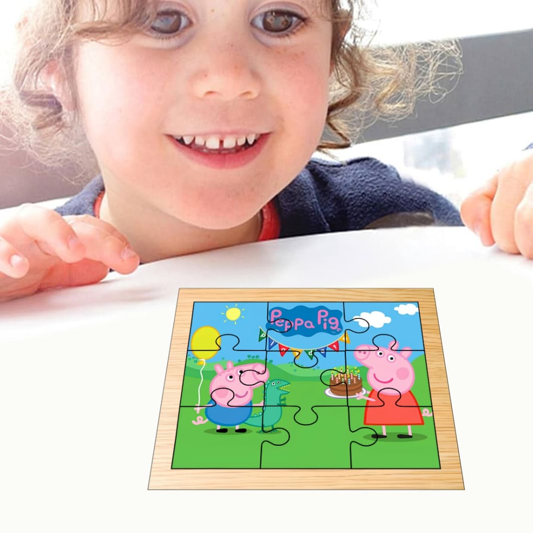 PDUV052.. Puzzle din lemn, Peppa Pig, 9 piese, Multicolor, 15x12 cm, PDUV052 - imagine 3