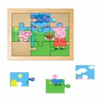 Puzzle din lemn, Peppa Pig, 9 piese, Multicolor, 15x12 cm, PDUV052 - imagine 2
