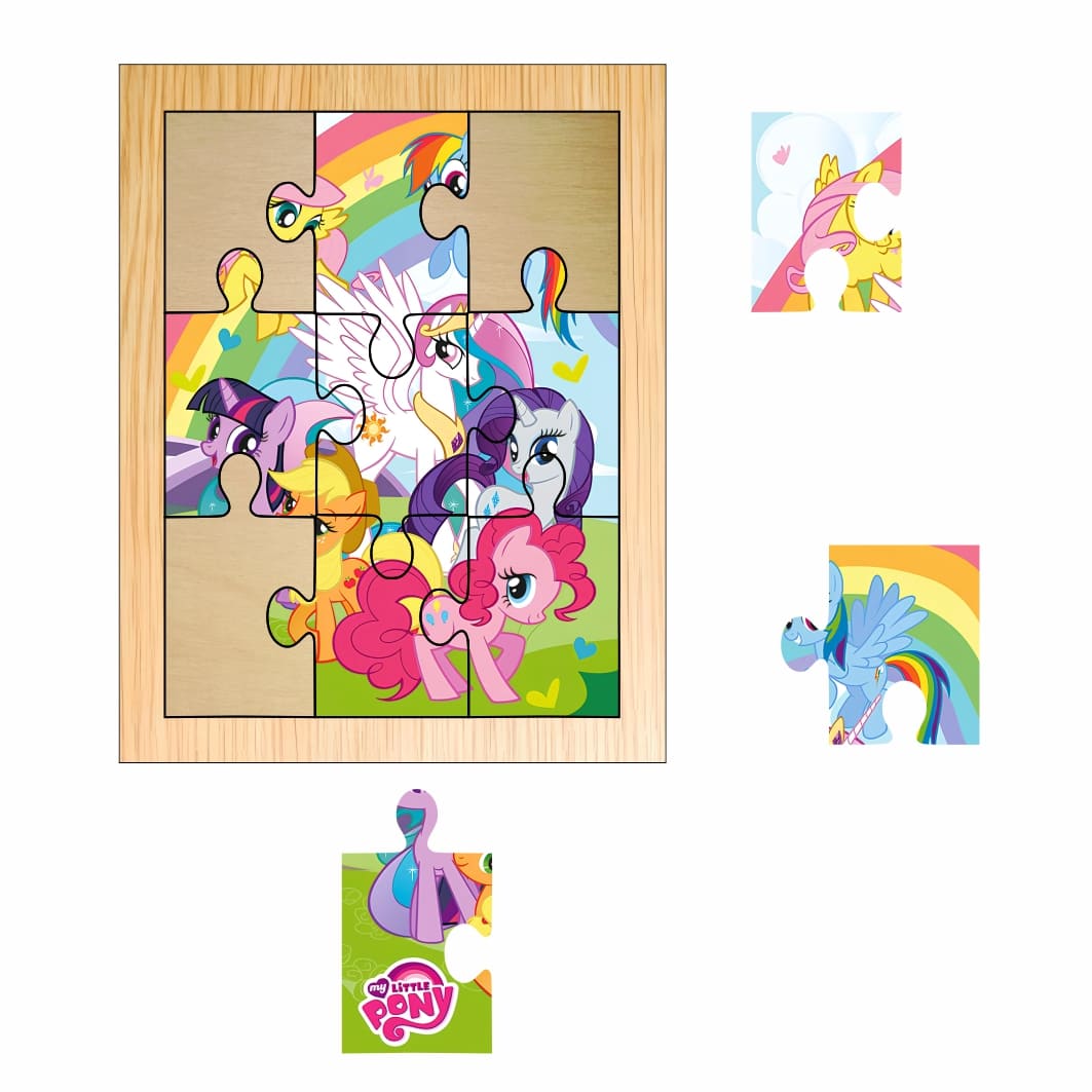 PDUV056. Puzzle din lemn, My Little Pony, 9 piese, Multicolor, 15x12 cm, PDUV056 - imagine 2