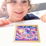 Puzzle din lemn, Hello Kitty, Unicorn, 9 piese, Multicolor, 15x12 cm, PDUV063 - imagine 4