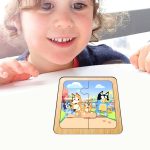 Puzzle din lemn, Bluey, 4 piese, Multicolor, 10x10 cm, PDUV098 - imagine 4