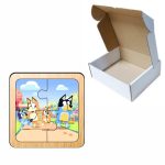 Puzzle din lemn, Bluey, 4 piese, Multicolor, 10x10 cm, PDUV098 - imagine 3