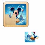 Puzzle din lemn, Mickey Mouse, 4 piese, Multicolor, 10x10 cm, PDUV100 - imagine 2