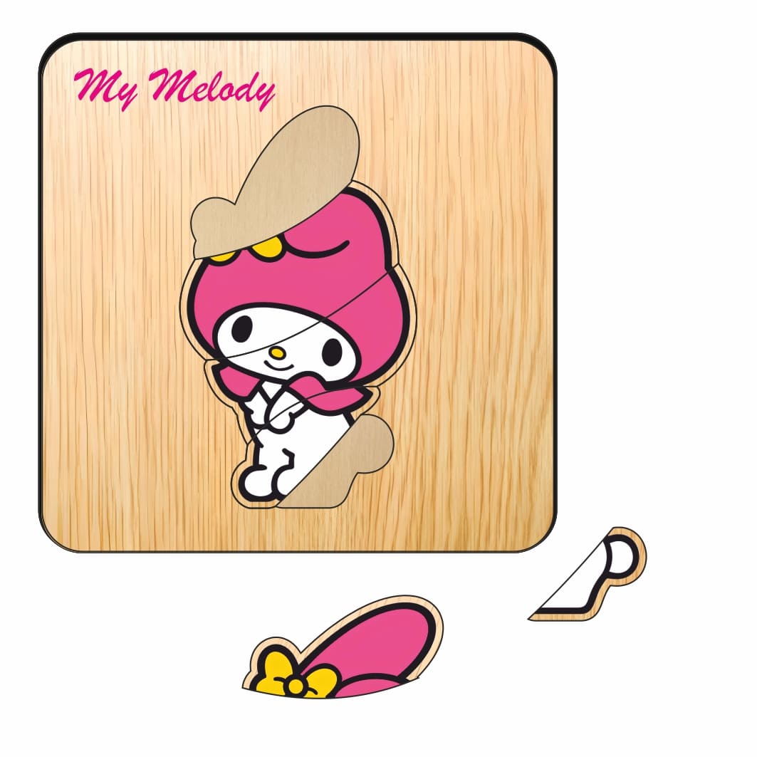 PDUV134. Puzzle din lemn, My Melody, Incastru, 5 piese, Multicolor, 12x12 cm, PDUV134 - imagine 2