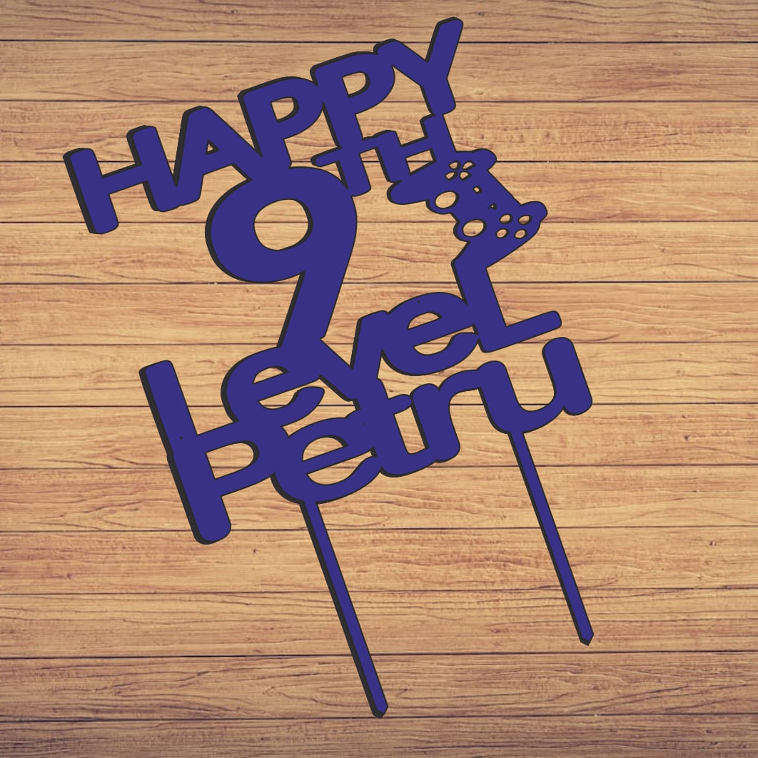 TA033.. Topper Aniversar, Personalizat, Lemn, Albastru, 15 cm, TA033 - imagine 3