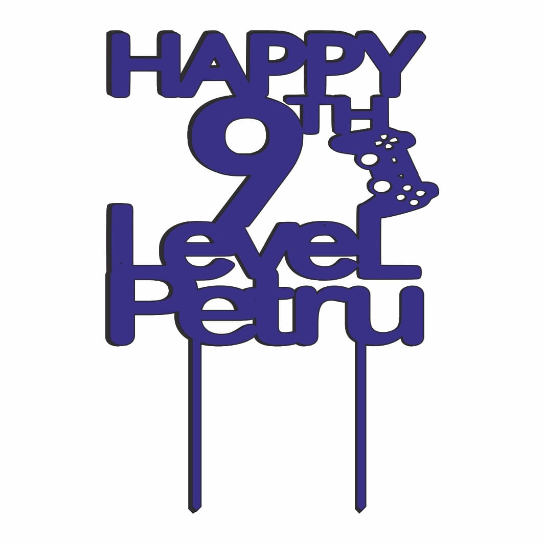 TA033 Topper Aniversar, Personalizat, Lemn, Albastru, 15 cm, TA033 - imagine 1