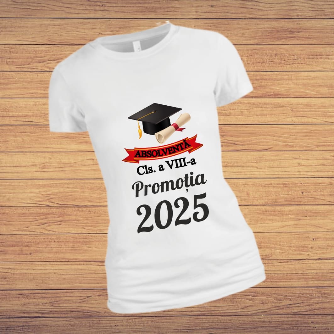 TU27. Tricou Personalizat, Absolvire, Dama, Bumbac, Alb, TU27 - imagine 2