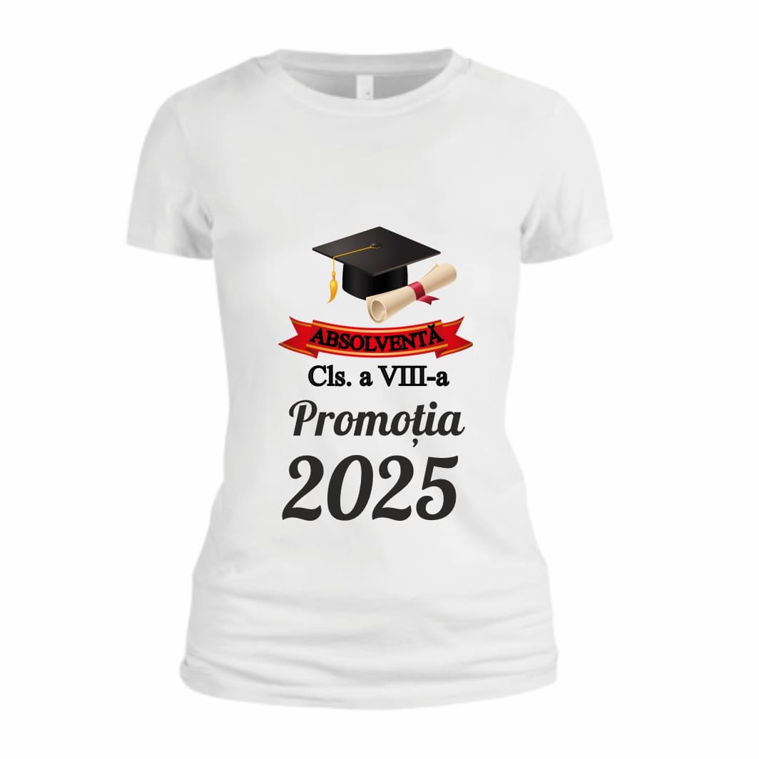 TU27 Tricou Personalizat, Absolvire, Dama, Bumbac, Alb, TU27 - imagine 1