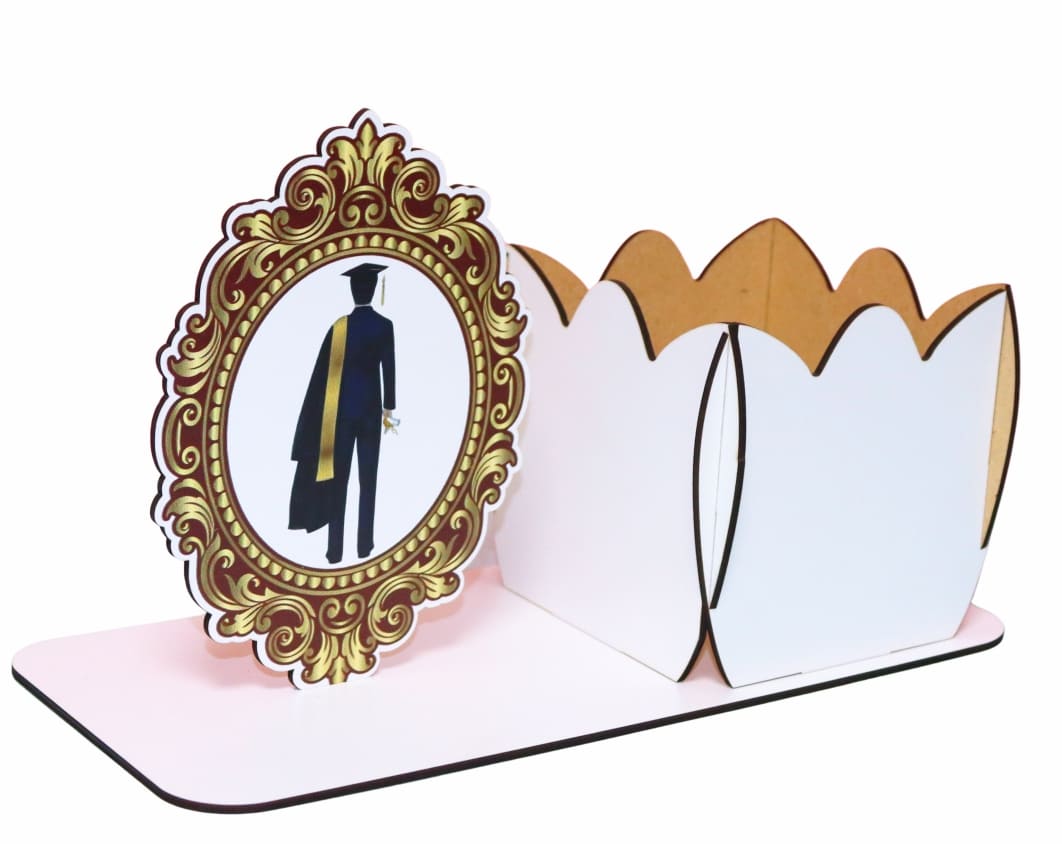 CABS001.. Decoratiune Absolvire, Tip Cutie Aranjament Floral, Lemn, 28x12cm, CABS001 - imagine 3