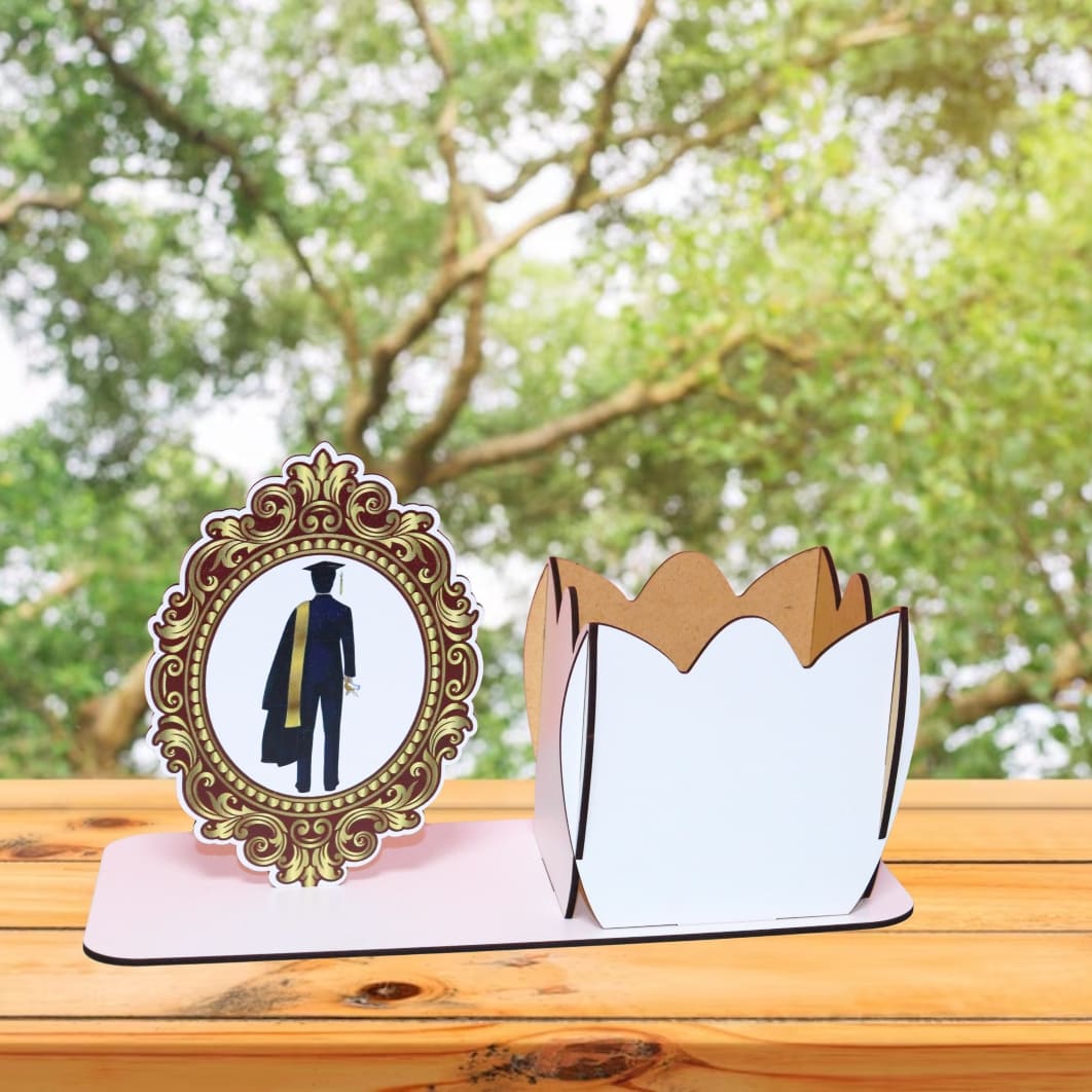 CABS001. Decoratiune Absolvire, Tip Cutie Aranjament Floral, Lemn, 28x12cm, CABS001 - imagine 4