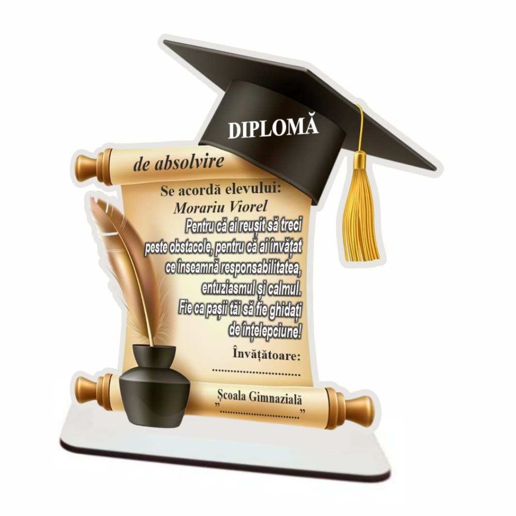 CABS011.. Decoratiune Absolvire, Personalizata, Tip Diploma, Lemn, 17,5x18cm, CABS011 - imagine 3