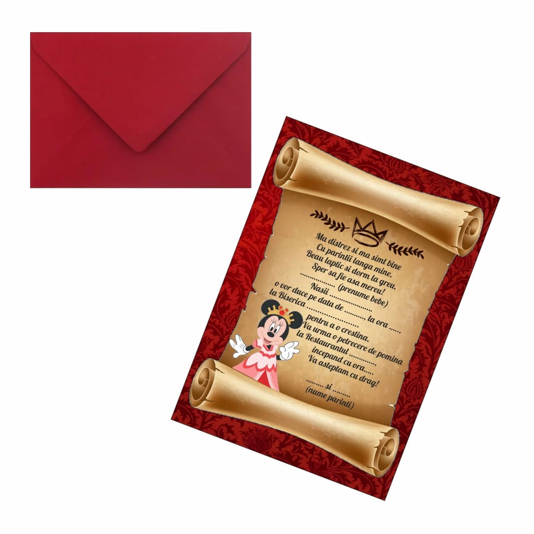 IC41.. Invitatie botez, Minnie Mouse, Format A5, IC41 - imagine 3