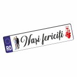 Set 2 Placute Numar Masina, Nasi, Nunta, Lemn, Alb 52x11cm, PMNUV022 - imagine 3