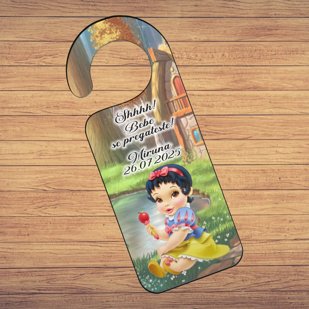 PUBSHH025. Placuta Usa, Personalizata, Botez, Alba ca Zapada, 15x6cm, PUBSHH025 - imagine 2