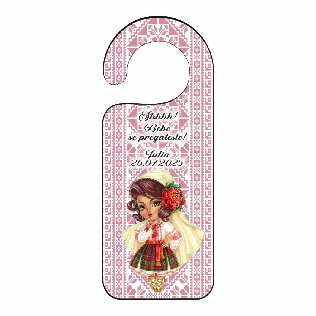 PUBSHH029 Placuta Usa, Personalizata, Botez, Traditional, 15x6cm, PUBSHH029 - imagine 1