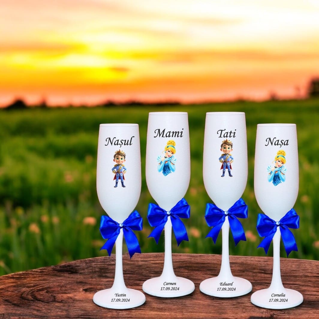 PHB007... Set 4 Pahare Personalizate, Cenusareasa, Botez, Parinti, Nasi, Alb, PHB007 - imagine 4