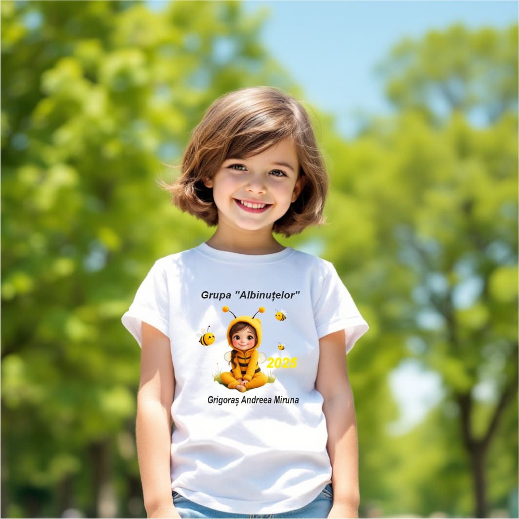 TABS003.1 Tricou Personalizat, Absolvire, Fetita, Grupa Albinutelor, Bumbac, Alb, TABS003.1 - imagine 2