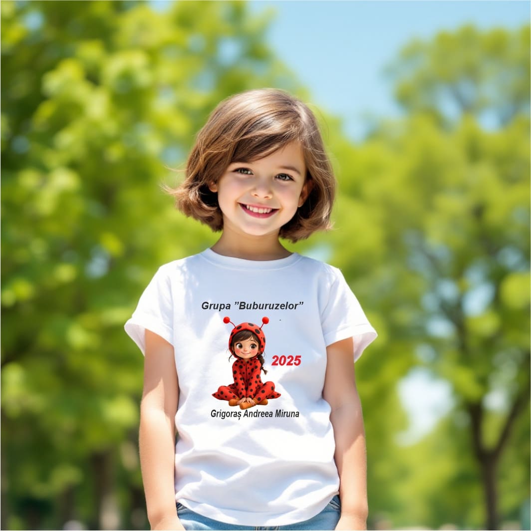 TABS005.1 Tricou Personalizat, Absolvire, Fetita, Grupa Buburuzelor, Bumbac, Alb, TABS005.1 - imagine 2