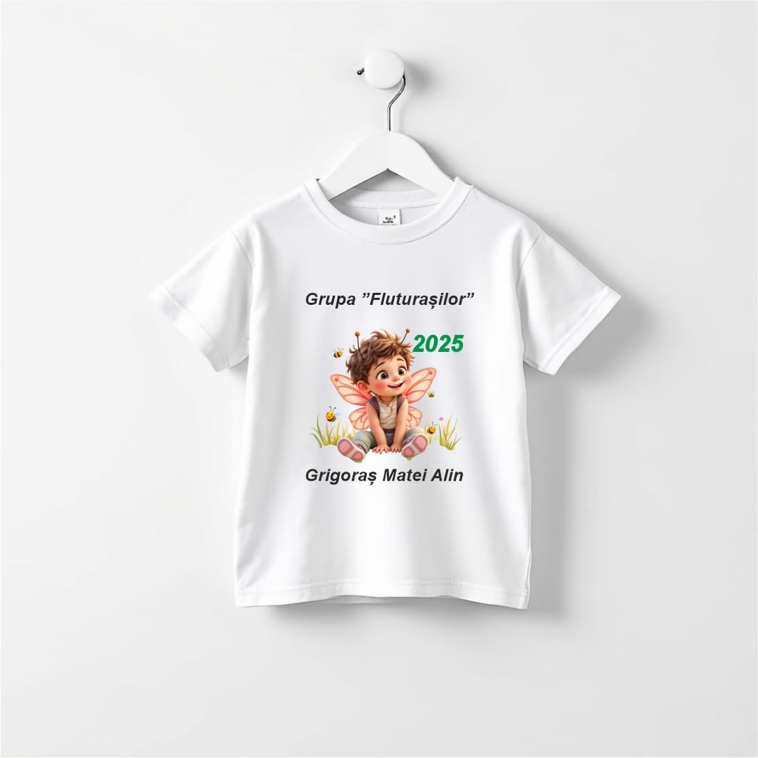 TABS007. Tricou Personalizat, Absolvire, Baietel, Grupa Fluturasilor, Bumbac, Alb, TABS007 - imagine 3