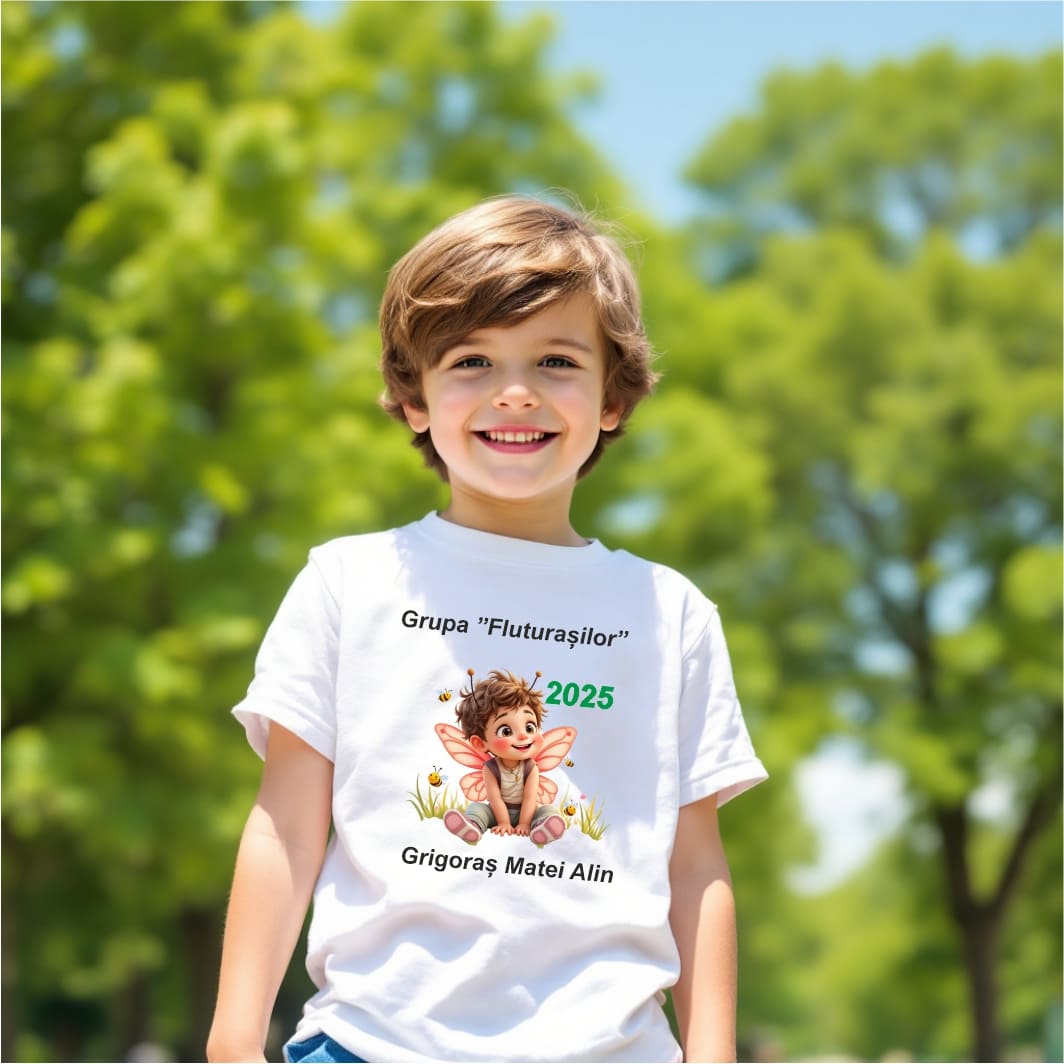 TABS007 Tricou Personalizat, Absolvire, Baietel, Grupa Fluturasilor, Bumbac, Alb, TABS007 - imagine 2