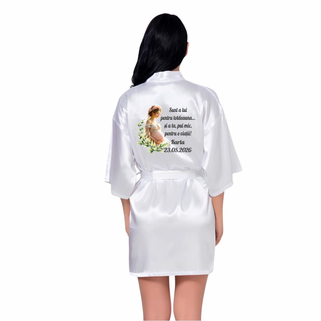 HNM015 Halat mireasa, Personalizat, Nunta, Alb, Satin, HNM015 - imagine 1