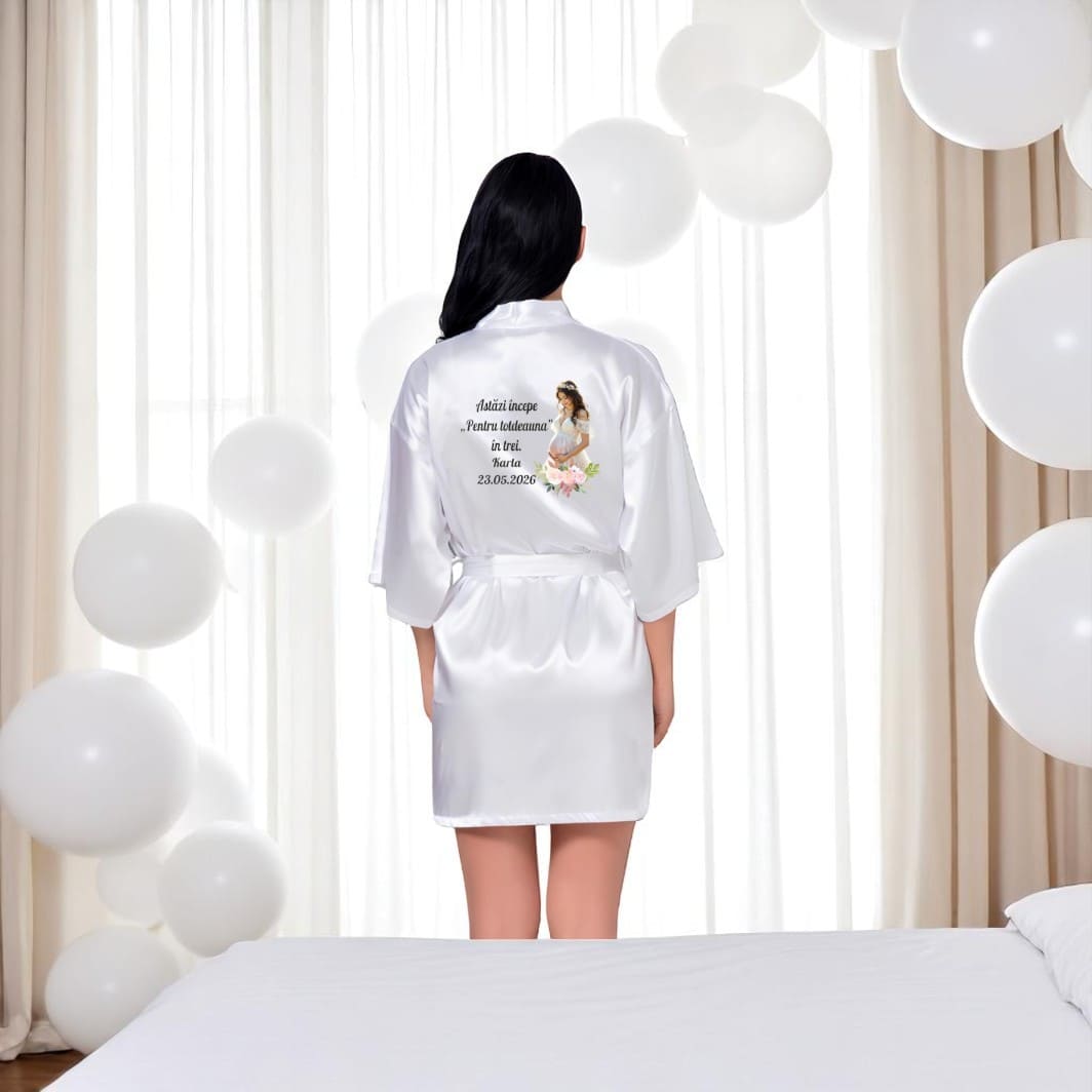 HNM017. Halat mireasa, Personalizat, Nunta, Alb, Satin, HNM017 - imagine 2