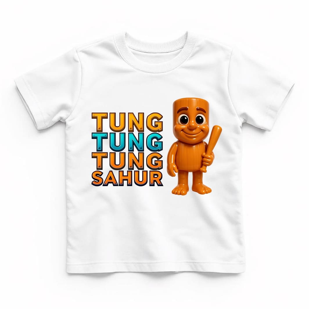 TU118. Tricou Personalizat, Copii, Tung Tung Tung Sahur, Bumbac, Alb, TU118 - imagine 1