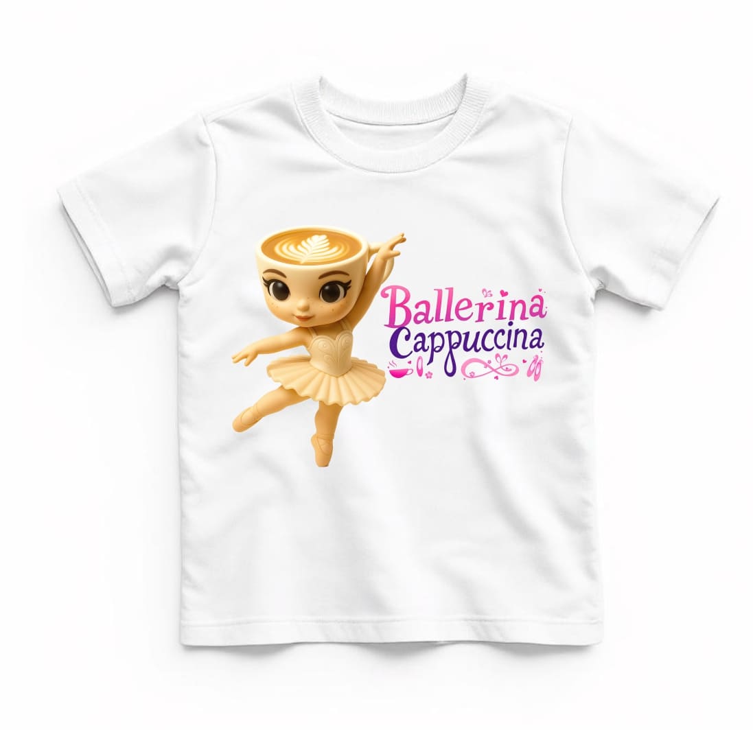 TU121. Tricou Personalizat, Copii, Ballerina Cappuccina, Bumbac, Alb, TU121 - imagine 1