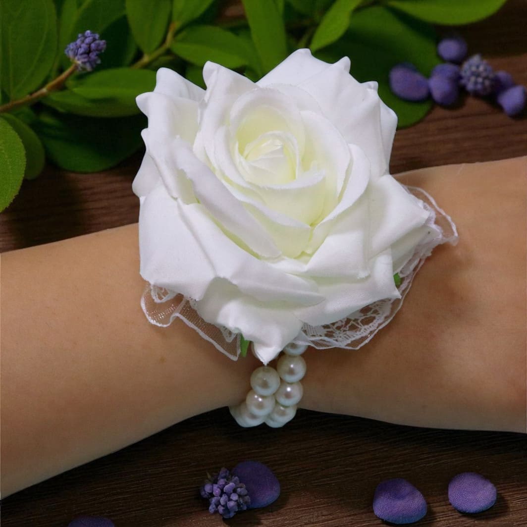 BDO004... Bratara Florala, Nunta, Domnisoara de onoare, Alb, BD004 - imagine 2