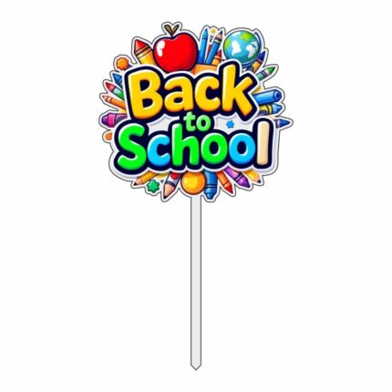 Topper Back to School, Lemn, Scoala, Multicolor, 10cm, TSUV018