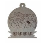 Glob de Craciun, Lemn, Personalizat cu Nume 9cm GL105
