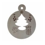 Glob de Craciun, Lemn, Gravat, 9cm GL112