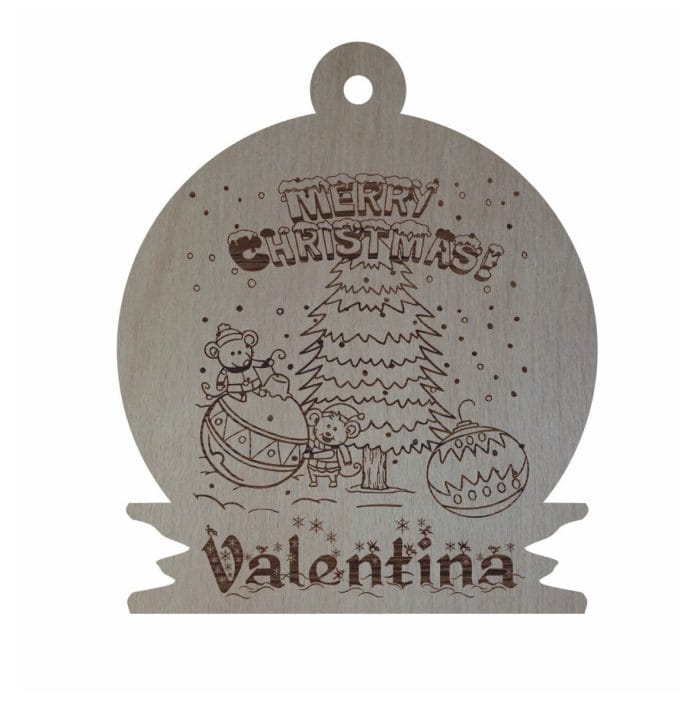 Glob de Craciun, Lemn, Personalizat cu Nume 9cm GL136 - imagine 1