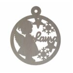 Glob Festiv De Craciun Ingeras Lemn Personalizat Cu Nume 9cm Gl130