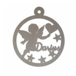 Ornamente Pentru Brad De Craciun Ingeras Lemn Personalizat Cu Nume 9cm Gl131