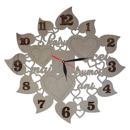 Ceas Aniversar Personalizat, Lemn, 40cm, CA002