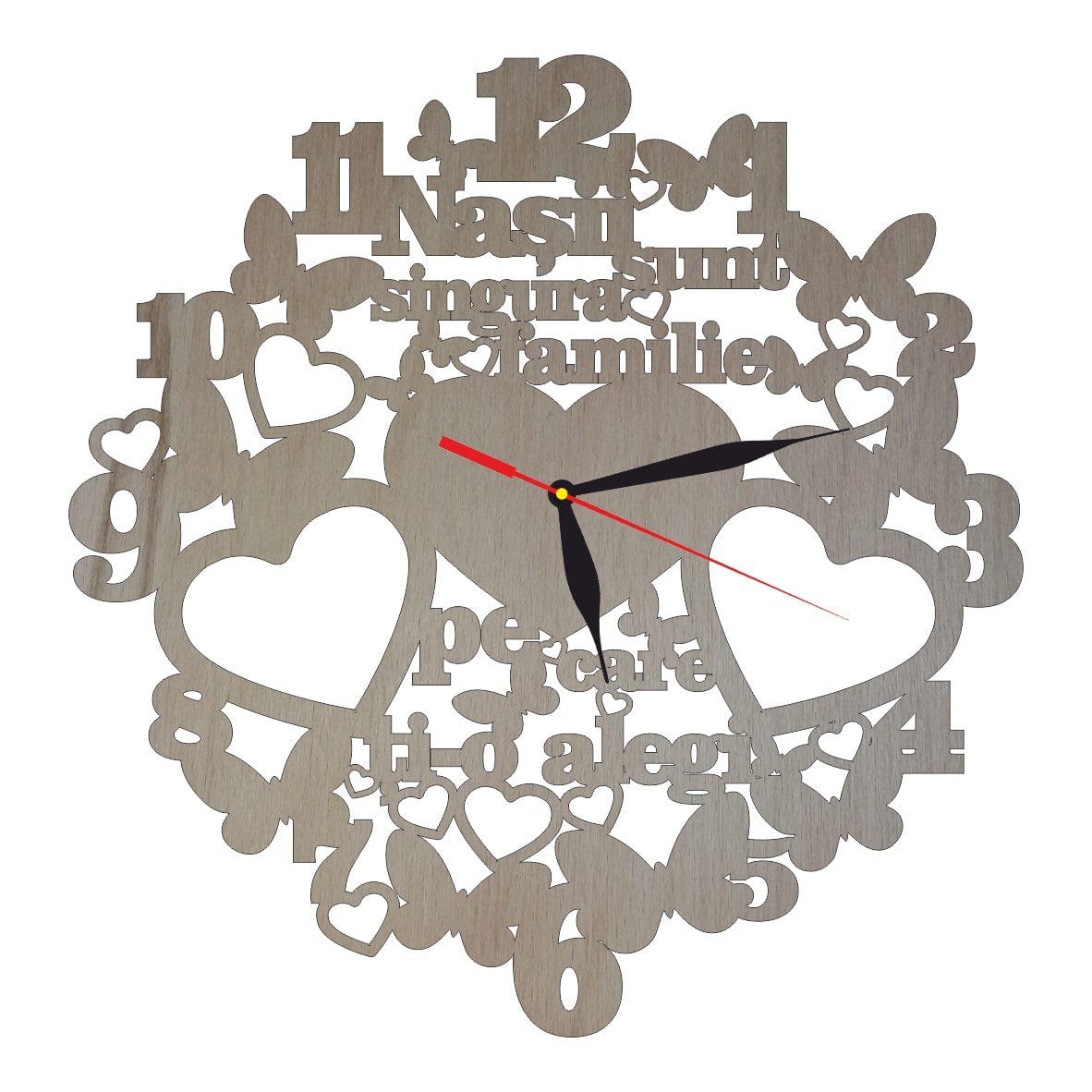 CN012 Ceas Personalizat Nasi, Lemn, 40 cm, CN012 - imagine 1