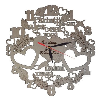 Ceas Personalizat Nasi, Lemn, 40 cm, CN016