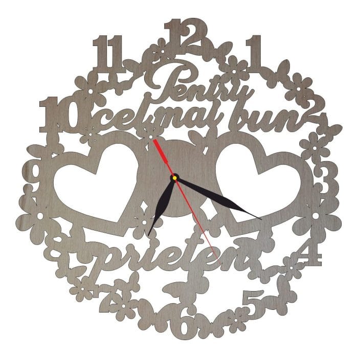 Ceas Personalizat Prieten, Lemn, 40 cm, CP001 - imagine 1