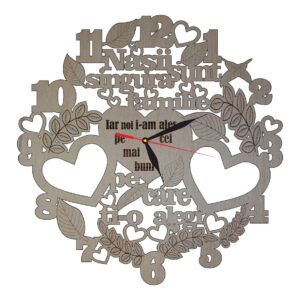 Ceas Din Lemn Personalizat Pentru Nasi Lemn 40cm Cn001