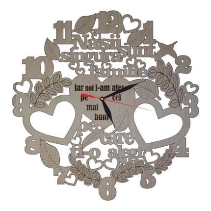 Ceas Din Lemn Personalizat Pentru Nasi Lemn 40cm Cn001