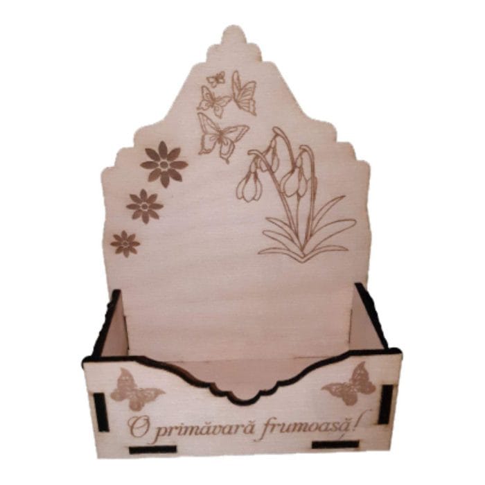Cutie Aranjamente Florale, Lemn, Ghiocei, M08 - imagine 1