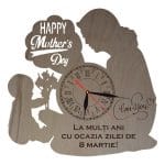 Ceas La multi ani 8 Martie , Lemn, 40 cm, CMB007