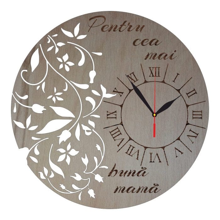 Ceas personalizat pentru cea mai buna mama, Lemn, 40 cm, CMB008 - imagine 1