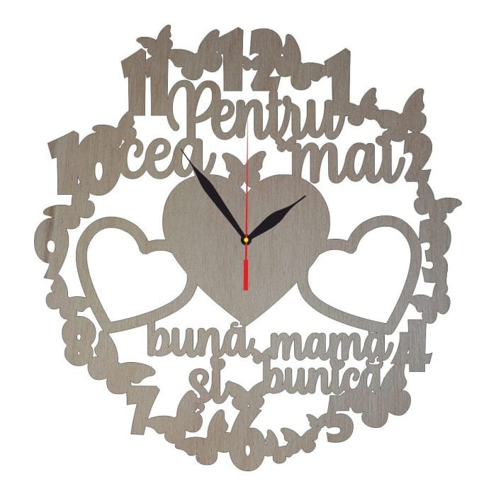 Ceas personalizat pentru cea mai iubita mama si bunica , Lemn, 40 cm, CMB010 - imagine 1