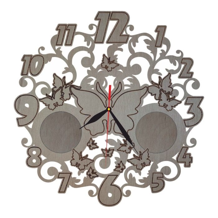 Ceas Fluturi, 2 Rame, Lemn, 40cm, CU014 - imagine 1