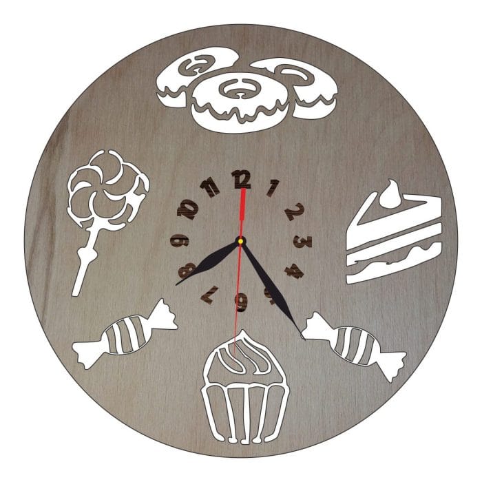 Ceas Personalizat Cupcake, Lemn, 40 cm, CU016 - imagine 1