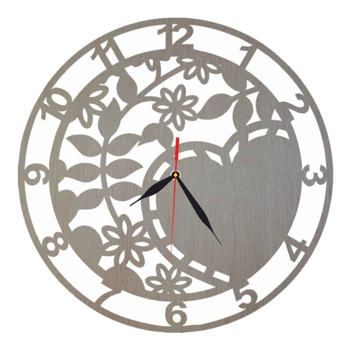 Ceas Inima si Flori, Lemn, 40cm, CU031 - imagine 1