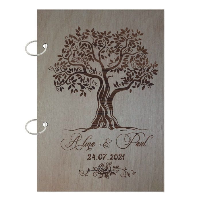 Album Foto Coperta Lemn, Guest Book, Nunta, 21x30 cm CAN001 - imagine 1