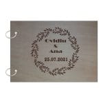 Album Foto Coperta Lemn, Guest Book, Nunta, Model Cununa, 21x30 cm CAN003